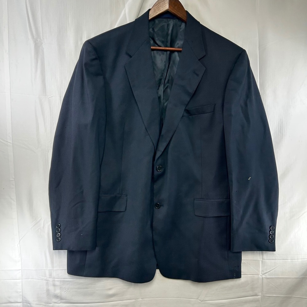 Daniel Cremieux Blazer Mens 46L Navy Blue Loro Piana Italian Fabric Textured